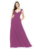 Wild Berry A-Line Sweetheart V-Neck Sleeveless Long Bridesmaid Dress Gary