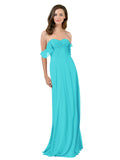 Aqua A-Line Strapless Sweetheart Off the Shoulder Long Bridesmaid Dress Jamila