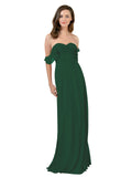 Dark Green A-Line Strapless Sweetheart Off the Shoulder Long Bridesmaid Dress Jamila