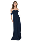 Dark Navy A-Line Strapless Sweetheart Off the Shoulder Long Bridesmaid Dress Jamila