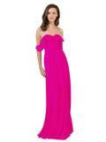 Fuchsia A-Line Strapless Sweetheart Off the Shoulder Long Bridesmaid Dress Jamila