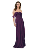 Grape A-Line Strapless Sweetheart Off the Shoulder Long Bridesmaid Dress Jamila