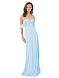 Light Sky Blue A-Line Strapless Sweetheart Off the Shoulder Long Bridesmaid Dress Jamila