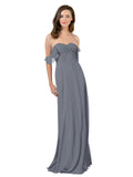 Slate Grey A-Line Strapless Sweetheart Off the Shoulder Long Bridesmaid Dress Jamila