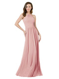 Bliss A-Line Halter Sleeveless Long Bridesmaid Dress Anum