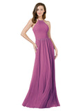 Wild Berry A-Line Halter Sleeveless Long Bridesmaid Dress Anum