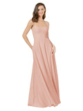 Bliss A-Line Spaghetti Straps Square Sleeveless Long Bridesmaid Dress Mota