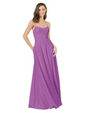 Dahlia A-Line Spaghetti Straps Square Sleeveless Long Bridesmaid Dress Mota