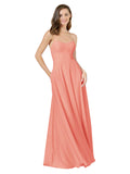 Desert Rose A-Line Spaghetti Straps Square Sleeveless Long Bridesmaid Dress Mota