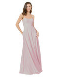 Primrose A-Line Spaghetti Straps Square Sleeveless Long Bridesmaid Dress Mota