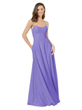 Tahiti A-Line Spaghetti Straps Square Sleeveless Long Bridesmaid Dress Mota