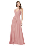 Bliss A-Line V-Neck Spaghetti Straps Sleeveless Long Bridesmaid Dress Kari