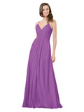 Dahlia A-Line V-Neck Spaghetti Straps Sleeveless Long Bridesmaid Dress Kari