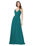 Hunter A-Line V-Neck Spaghetti Straps Sleeveless Long Bridesmaid Dress Kari