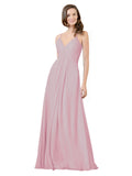 Primrose A-Line V-Neck Spaghetti Straps Sleeveless Long Bridesmaid Dress Kari