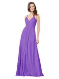 Tahiti A-Line V-Neck Spaghetti Straps Sleeveless Long Bridesmaid Dress Kari