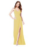 RightBrides Bradi Daffodil A-Line Spaghetti Straps Sleeveless Long Bridesmaid Dress