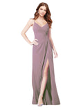 RightBrides Bradi Dusty Rose A-Line Spaghetti Straps Sleeveless Long Bridesmaid Dress