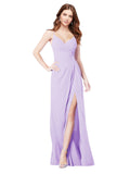 RightBrides Bradi Lilac A-Line Spaghetti Straps Sleeveless Long Bridesmaid Dress