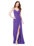 RightBrides Bradi Purple A-Line Spaghetti Straps Sleeveless Long Bridesmaid Dress