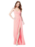 RightBrides Bradi Salmon A-Line Spaghetti Straps Sleeveless Long Bridesmaid Dress