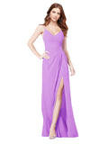 RightBrides Bradi Violet A-Line Spaghetti Straps Sleeveless Long Bridesmaid Dress