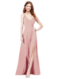 RightBrides Ofelia Bliss A-Line Spaghetti Straps V-Neck Sleeveless Long Bridesmaid Dress