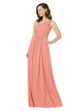 RightBrides Stephane Desert Rose Sheath One Shoulder Sleeveless Long Bridesmaid Dress