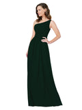 RightBrides Stephane Ever Green Sheath One Shoulder Sleeveless Long Bridesmaid Dress