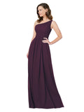 RightBrides Stephane Grape Sheath One Shoulder Sleeveless Long Bridesmaid Dress