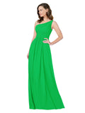 RightBrides Stephane Green Sheath One Shoulder Sleeveless Long Bridesmaid Dress