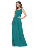 RightBrides Stephane Hunter Sheath One Shoulder Sleeveless Long Bridesmaid Dress