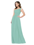 RightBrides Stephane Jade Sheath One Shoulder Sleeveless Long Bridesmaid Dress