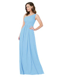 RightBrides Stephane Periwinkle Sheath One Shoulder Sleeveless Long Bridesmaid Dress