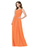 RightBrides Stephane Tangerine Tango Sheath One Shoulder Sleeveless Long Bridesmaid Dress