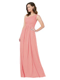 RightBrides Stephane Watermelon Sheath One Shoulder Sleeveless Long Bridesmaid Dress