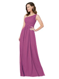 RightBrides Stephane Wild Berry Sheath One Shoulder Sleeveless Long Bridesmaid Dress