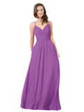 Dahlia A-Line V-Neck Sleeveless Long Bridesmaid Dress Keeley