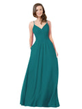 Hunter A-Line V-Neck Sleeveless Long Bridesmaid Dress Keeley