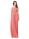 Desert Rose A-Line Halter Sleeveless Long Bridesmaid Dress Cindy