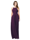 Grape A-Line Halter Sleeveless Long Bridesmaid Dress Cindy