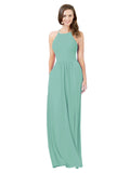 Jade A-Line Halter Sleeveless Long Bridesmaid Dress Cindy