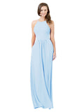 Light Sky Blue A-Line Halter Sleeveless Long Bridesmaid Dress Cindy