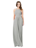 Silver A-Line Halter Sleeveless Long Bridesmaid Dress Cindy