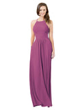 Wild Berry A-Line Halter Sleeveless Long Bridesmaid Dress Cindy