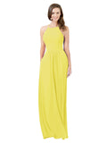 Yellow A-Line Halter Sleeveless Long Bridesmaid Dress Cindy