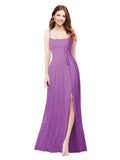 RightBrides Louis Dahlia Sheath Square Spaghetti Straps Sleeveless Long Bridesmaid Dress