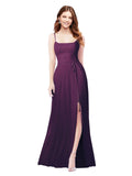 RightBrides Louis Grape Sheath Square Spaghetti Straps Sleeveless Long Bridesmaid Dress