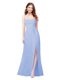 RightBrides Louis Lavender Sheath Square Spaghetti Straps Sleeveless Long Bridesmaid Dress