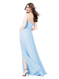 RightBrides Louis Light Sky Blue Sheath Square Spaghetti Straps Sleeveless Long Bridesmaid Dress